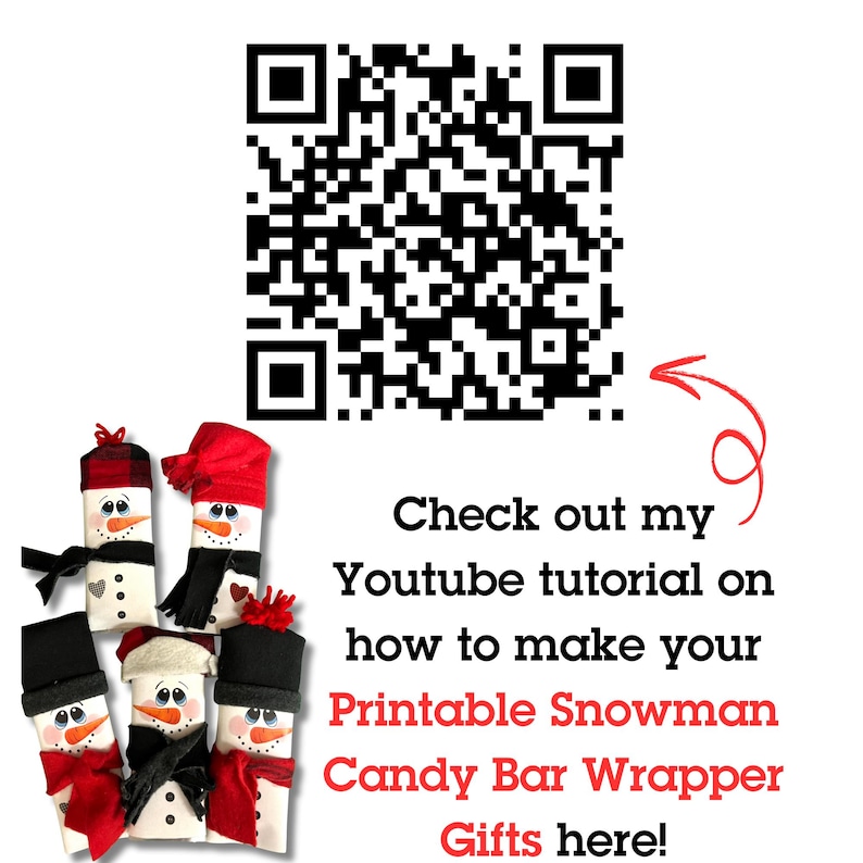 Snowman Candy Bar Wrapper: kerstsokvuller (afdrukbare pdf) afbeelding 3