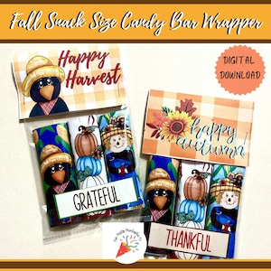 Printable Candy Bar Wrappers, Fall Candy Bar Wrapper, Scarecrow, Chocolate Wrapper, Fall Party Favor, Treat For Friend, Chocolate Wrapper