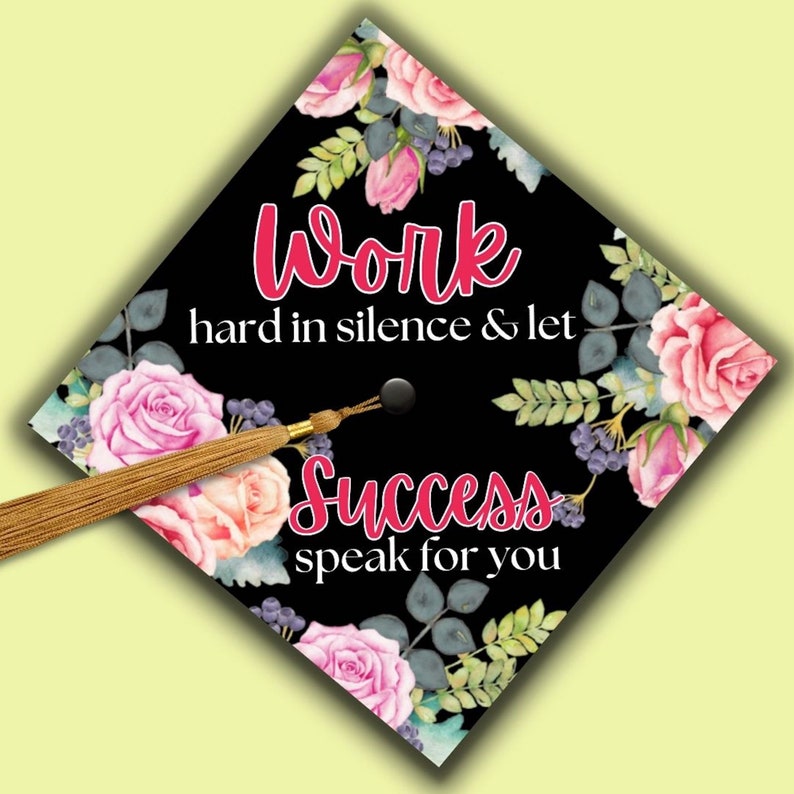 Printable Graduation Cap Topper, DIY Graduation Cap Topper, Work Hard