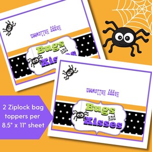 Halloween Bag Topper, Bugs and Kisses Printable Bag Topper, School ...