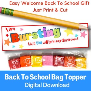 I Am Bursting With Excitement That You Will Be In My Classroom. Welcome Back To School Gift, Star Fruit Candy Kit, Back To School Bag Topper