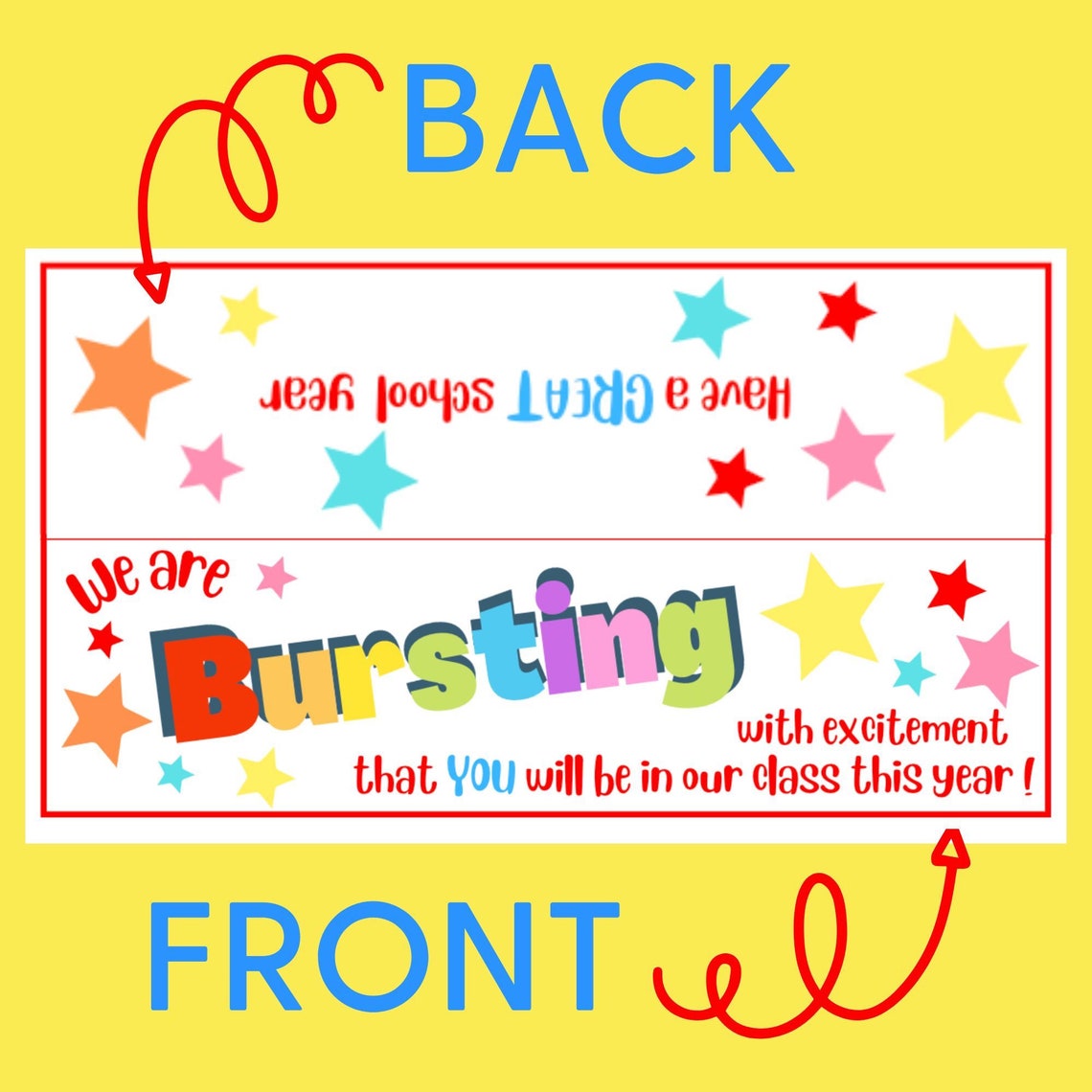 Bursting With Excitement Back to School Gift, Starburst Kit, Back to School Bag Topper