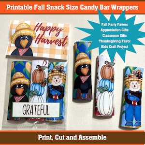 Printable Fall Candy Bar Wrapper, DIY Candy Wrapper, Scarecrow, Hershey Bar Wrapper, Fall Party Favor, Treat For Friend, Chocolate Wrapper