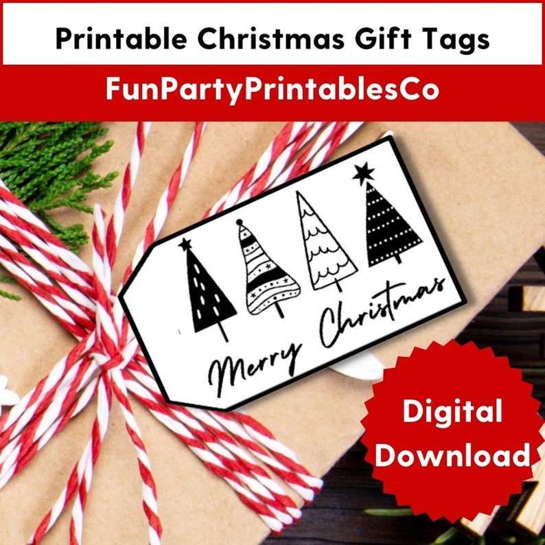 Printable Christmas Gift Tags Christmas Tree Tags Christmas Etsy
