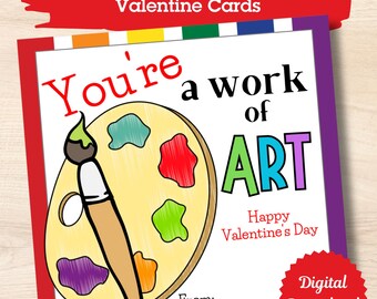 Tarjetas de San Valentín con arte: Intercambio imprimible para el aula (descarga digital)