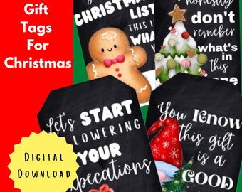 Funny Christmas Gift Tags Printable, WHite Elephant Holiday Gift Tags, Sarcastic Xmas Tags for Friends, Coworkers, Teacher, Instant Download