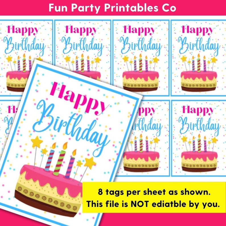 Printable Happy Birthday Tags, Happy Birthday, Happy Birthday Sticker ...