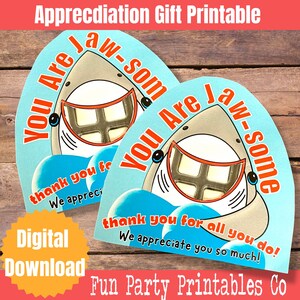 You Are Jaw-some Appreciation Gift Tags, Employee Appreciation Tag, Thank You Gift, Printable Tag, Teacher Appreciation, Staff Appreciation