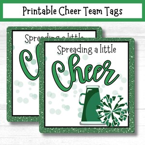 Etiquetas imprimibles del equipo de porristas verdes: regalos para porristas (PDF)