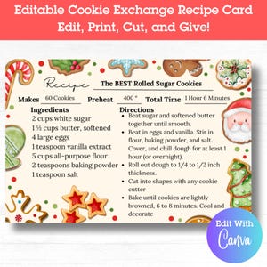 Christmas Cookie Exchange Recipe Cards: Editable Holiday Baking (Printable)