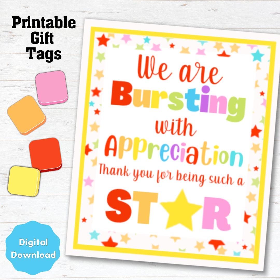 Bursting Printable Tags, Thank You for Being A Star, Thank You Gifts for Co Workers, Thank You Gift, Staff Thank You, School Office Staff - Etsy bursting-printable-tags-thank-you-for-being-a-star-thank-you-gifts-for-co-workers-thank-you-gift-staff-thank-you-school-office-staff-etsy