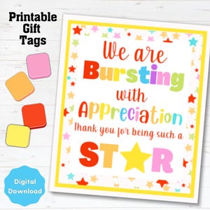 Star Thank You Gift Tags: Staff Appreciation Printable (Digital Download)