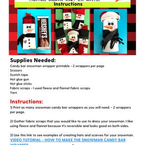 Snowman Candy Bar Wrapper: kerstsokvuller (afdrukbare pdf) afbeelding 4