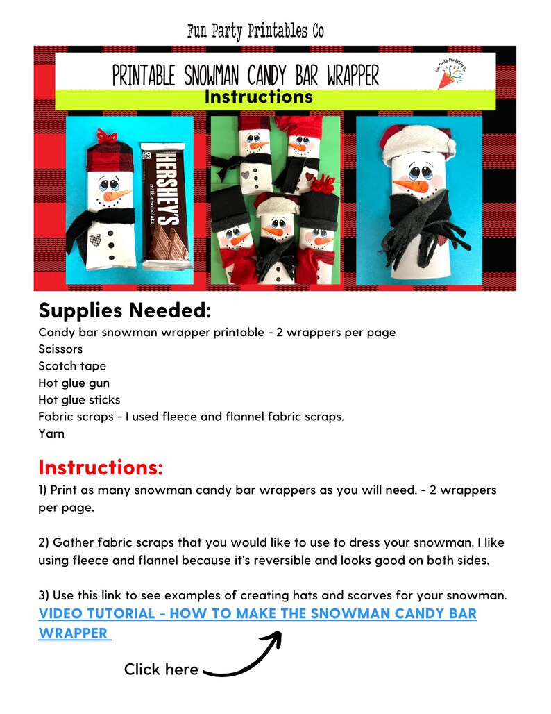 Snowman Candy Bar Wrapper: kerstsokvuller (afdrukbare pdf) afbeelding 4