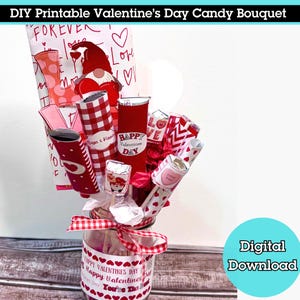 Emballages imprimables de bouquet de bonbons de la Saint-Valentin DIY, Cadeau Valentin, cadeau pour enseignants, collègues, amis, maman, lui, bouquets de chocolats