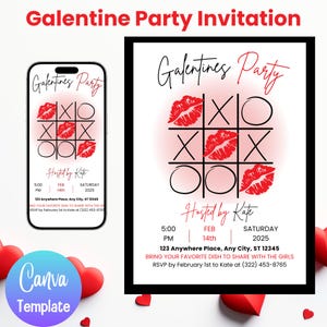 Galentine Day Party Einladung| Druckbare Valentinstag Party Einladung | Galentines Day Einladen | Galentines elektronische bearbeitbare Einladung