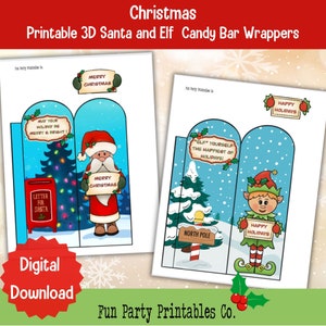 Printable Christmas Candy Bar Wrapper, Santa Hershey Bar Wrapper, Elf ...