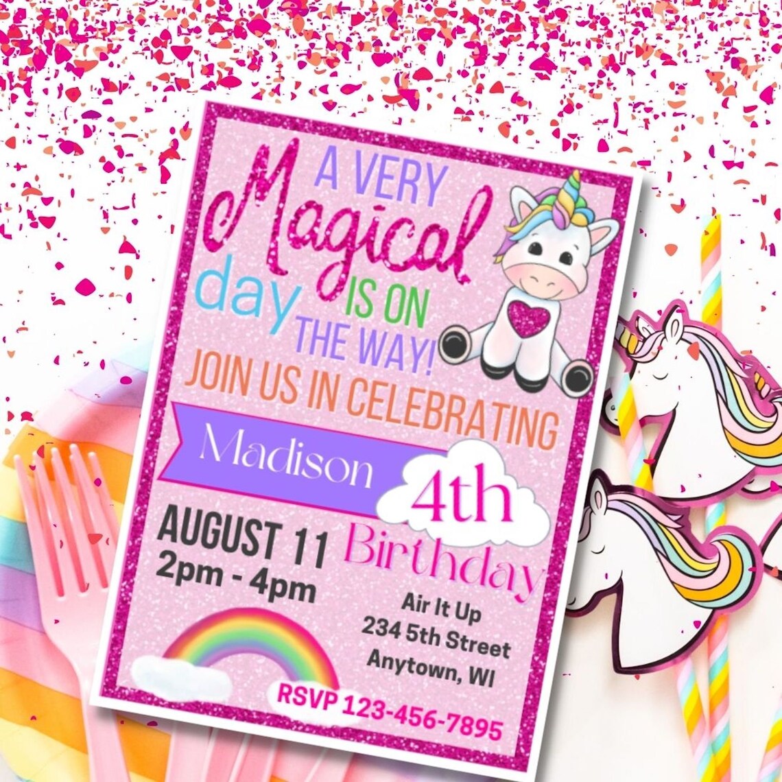 Unicorn Invitation Unicorn Birthday Party Unicorn Party Etsy