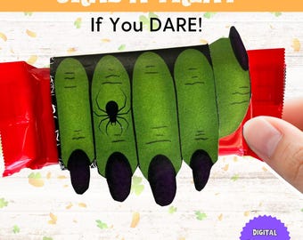 Witch Fingers Halloween Candy Bar Wrapper Printable, Spooky Snack Size Chogolate Bar Wrapper, Halloween Party Favor, Trick or Treat
