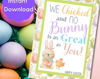 Easter Basket Tags afdrukbaar, Bunny Chick cadeaukaartjes, activiteit Pasen klas, Easter Party Favor Tags direct downloaden