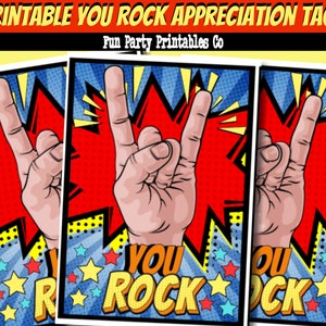 Étiquettes imprimables You Rock, Remerciement d'un employé, Merci, Étiquette imprimable, Appréciation de l'enseignant, Appréciation du personnel, Semaine de l'infirmière, DIY