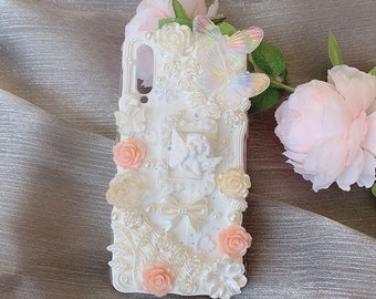 Personalized Decoden Phone Case, Vintage Angel Case, Baroque Aesthetic 3D Phone Case, Phone Case for iPhone, Samsung, Huawei, Xiaomi, etc