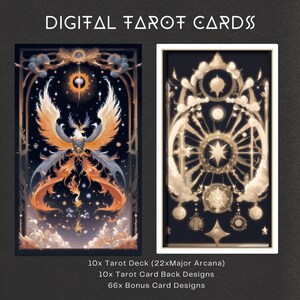 Printable Mystic Tarot Card Deck - Mystical Gold Collection | 10x Major Arcana Tarot Deck | Digital Download | 220 Cards plus 66 bonus cards