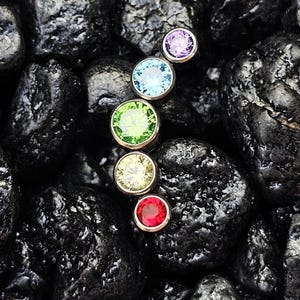 Titanium Threadless Rainbow Crescent Clusters Climber Earrings Body Jewelry, LGBTQ, Pride