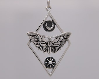Sterling Silver Luna Moth Necklace, Valentines Day, Gift