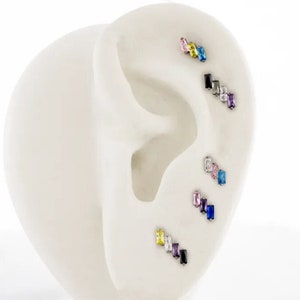Titanium Threadless LGBTQ Flag Earring, Flat Back, LGBTQ Flag Jewelry Transgender, Pansexual, Bisexual, Non Binary, Asexual  Pride