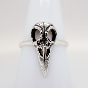 Gothic Sterling Silver Raven Skull Ring Bird Skull Ring - Antique Silver, Viking, Goth, Rustic, Gothic