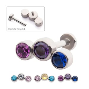 Surgical Steel Internally Threaded Transgender, Pansexual, and Bisexual Flag Colored Earrings