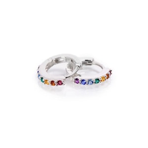 Sterling Silver Pride Huggie Earrings, rainbow earrings, LGBTQ