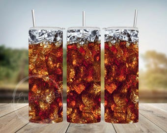Iced Coke Tumbler Sublimation Design: 20oz Skinny Wrap (Digital Download)