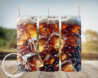 Iced Coke Tumbler Design: 20oz Skinny Sublimation Wrap (Digital Download)