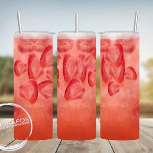 Erdbeer Erfrischungsgetränk Sublimationsentwurf | PNG & JPG | Tumbler Wrap Digitaler Download | Sommer Getränke Clipart