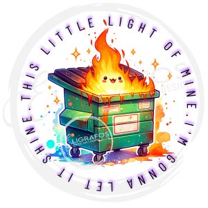 Funny Dumpster Fire Clipart: Snarky Sublimation Design (Digital Download PNG, 5000px X 5000px )