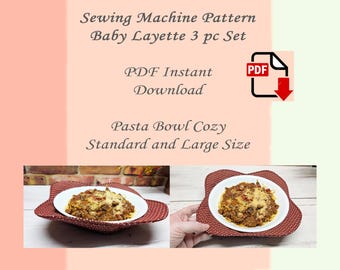 Microwave Pasta Bowl Cozy PDF Sewing Pattern, Standard and Large Sizes