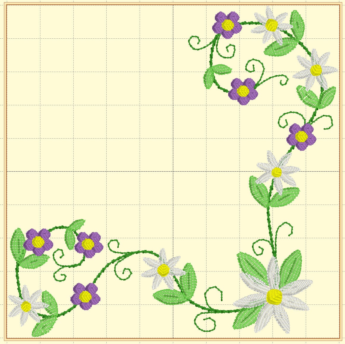 4inch Daisy Chain Embroidery Machine Design With 4 Color Designations