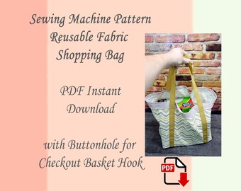 Nähmaschine Schnittmuster , wiederverwendbare Einkaufstasche, PDF Instant Download Schnittmuster