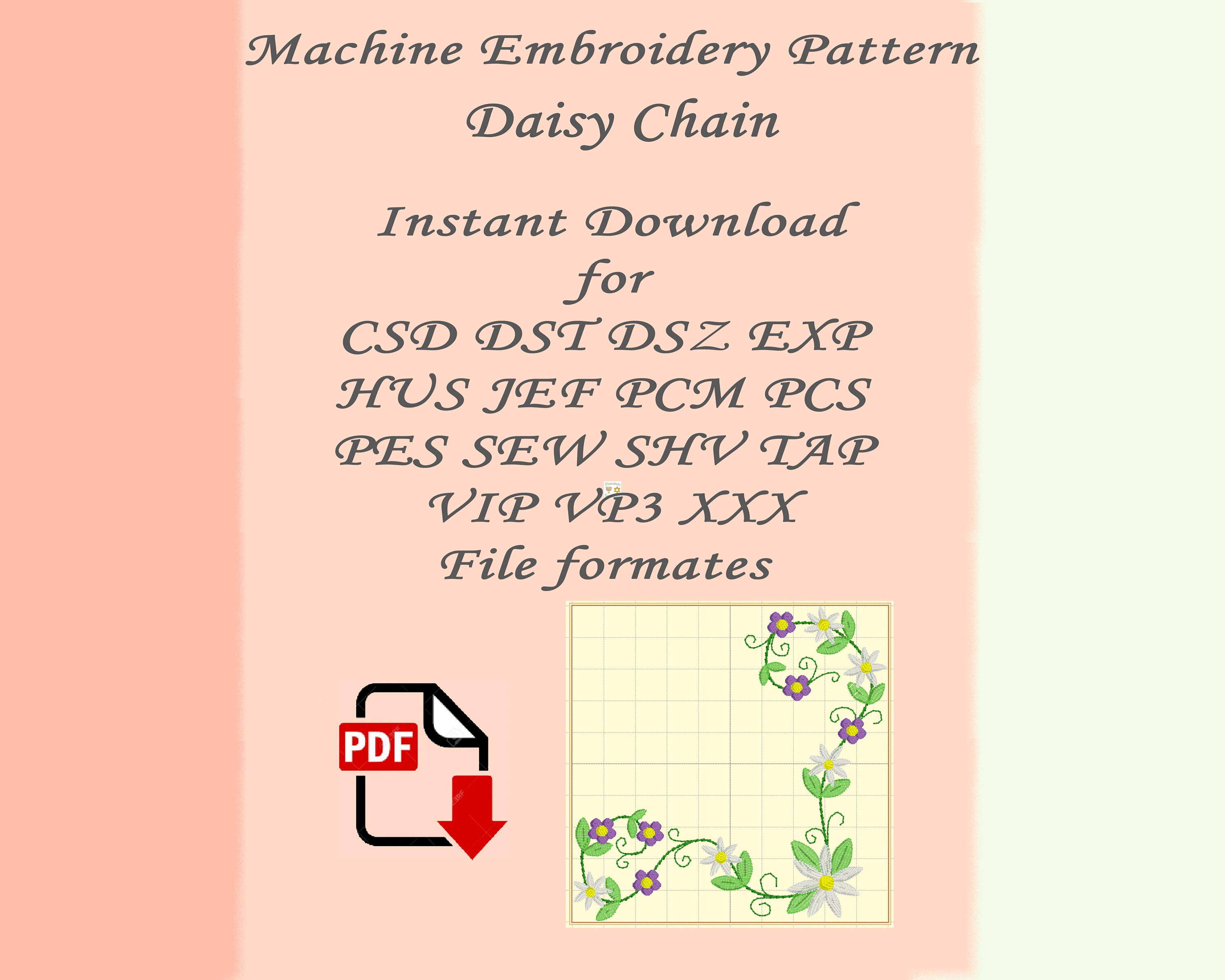 4inch Daisy Chain Embroidery Machine Design With 4 Color Designations