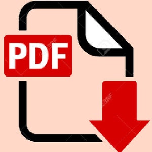 May include: Black and red icon of a PDF document with a downward arrow, indicating a download.