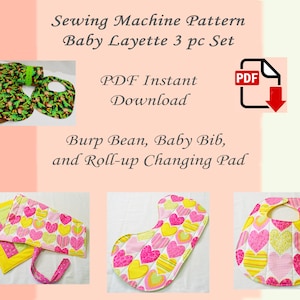 Baby Layette Sewing Pattern: Bib, Burp Cloth, Changing Pad (PDF Download)