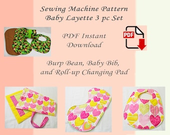 Babyausstattung Schnittmuster: Lätzchen, Spucktuch, Wickelunterlage (PDF Download)