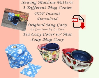 Mug Cozy Sewing Patterns: Tea Cover & Soup Holder (PDF Pattern)