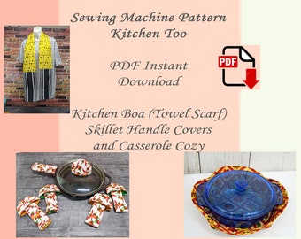 Kitchen Sewing Pattern: Boa Towel Scarf, Casserole Cozy (PDF Download)