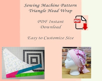 Sewing Pattern for Triangle Head Wrap, Half Bandana Wrap