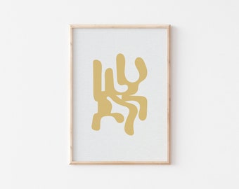 Frenzy Wall Art | Yellow Abstract Poster | Mustard Art Print | Modern Art | Living Room Wall Art | Digital Download | Printable Wall Decor