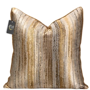 Copricuscino di lusso in oro, argento e grigio metallizzato 22x22