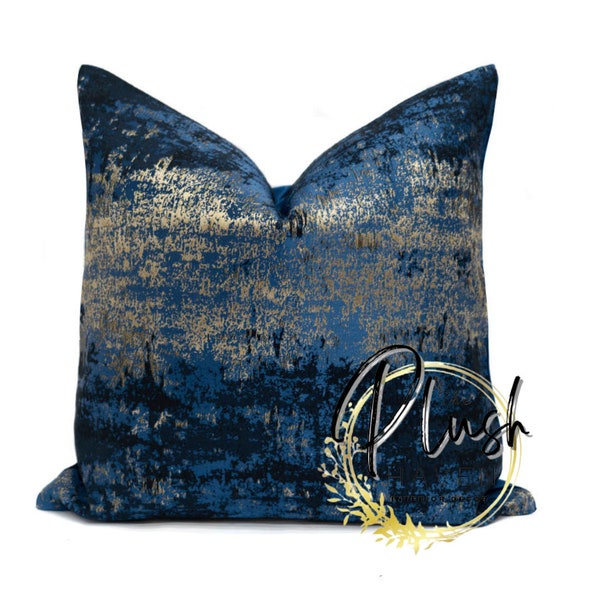 Blue Gold Pillow Etsy